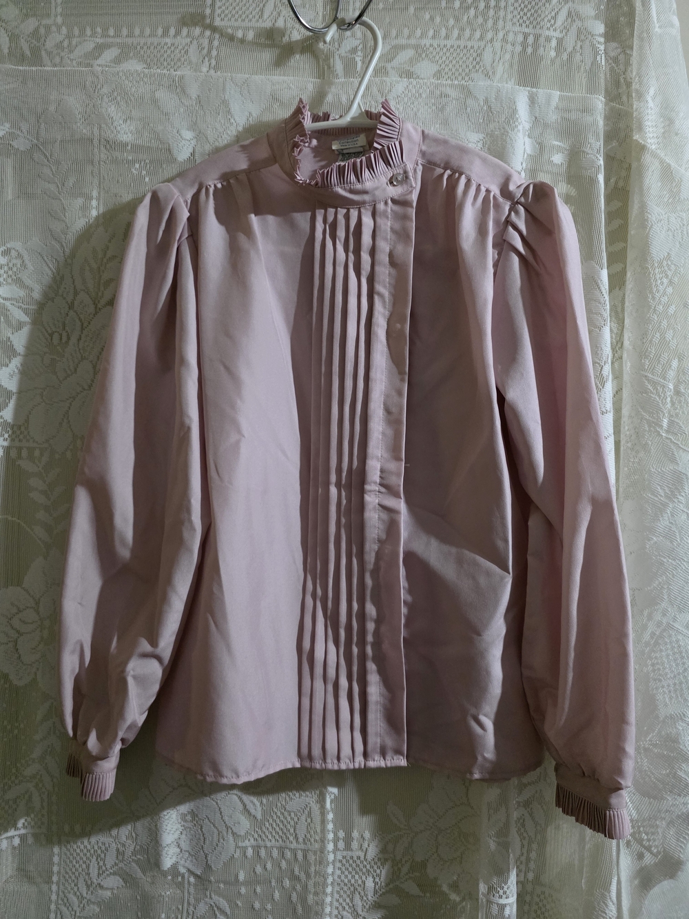 Women's Pink Pleated High-Neck Blouse